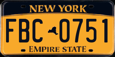 NY license plate FBC0751