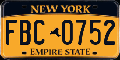 NY license plate FBC0752