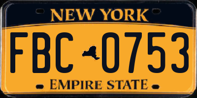 NY license plate FBC0753