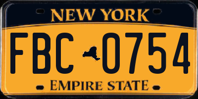 NY license plate FBC0754