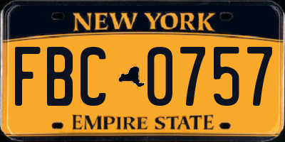 NY license plate FBC0757