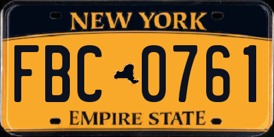 NY license plate FBC0761