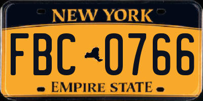 NY license plate FBC0766