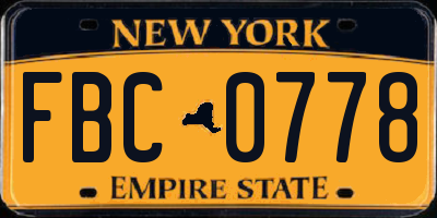 NY license plate FBC0778