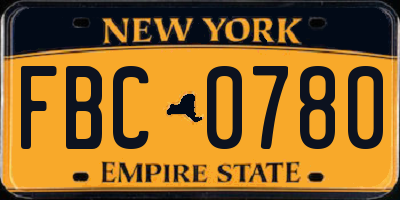NY license plate FBC0780