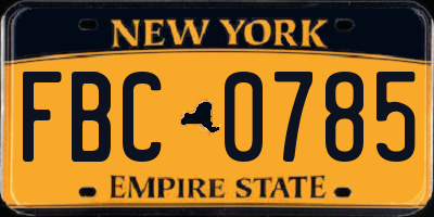 NY license plate FBC0785