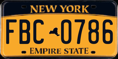 NY license plate FBC0786