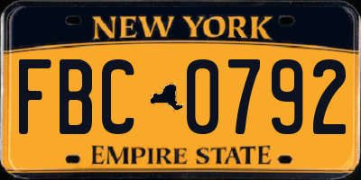 NY license plate FBC0792