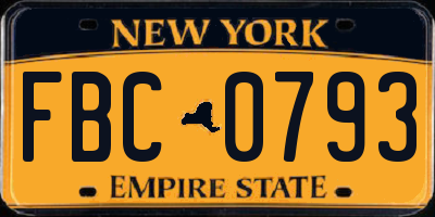 NY license plate FBC0793