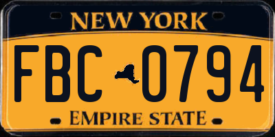 NY license plate FBC0794