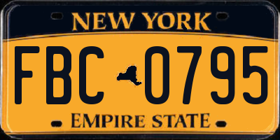 NY license plate FBC0795
