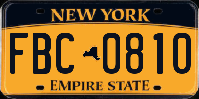 NY license plate FBC0810