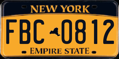 NY license plate FBC0812