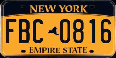 NY license plate FBC0816