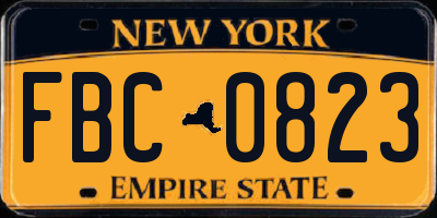NY license plate FBC0823
