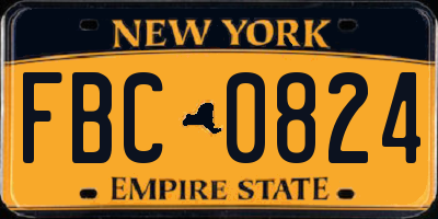 NY license plate FBC0824