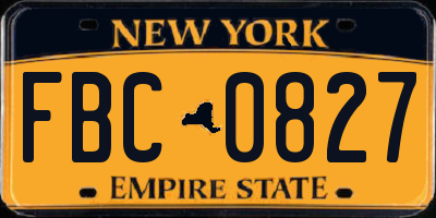 NY license plate FBC0827