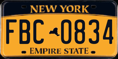 NY license plate FBC0834