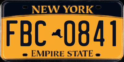 NY license plate FBC0841