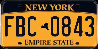 NY license plate FBC0843
