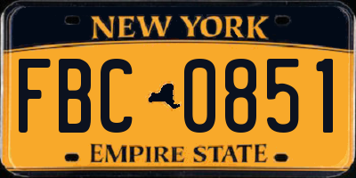 NY license plate FBC0851