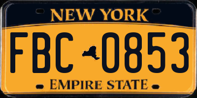 NY license plate FBC0853