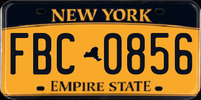 NY license plate FBC0856