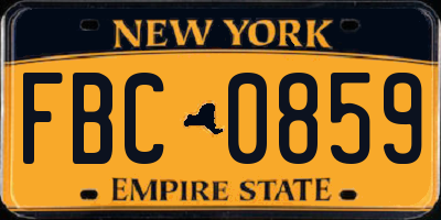 NY license plate FBC0859