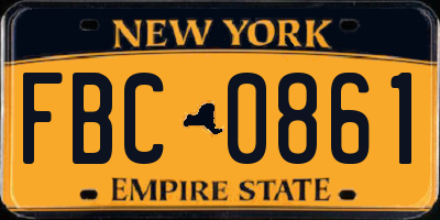 NY license plate FBC0861
