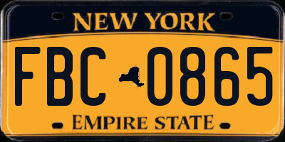 NY license plate FBC0865