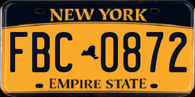 NY license plate FBC0872