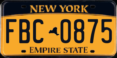 NY license plate FBC0875
