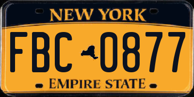 NY license plate FBC0877