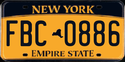 NY license plate FBC0886
