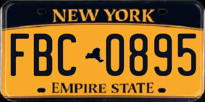 NY license plate FBC0895