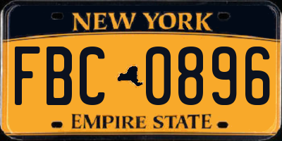 NY license plate FBC0896