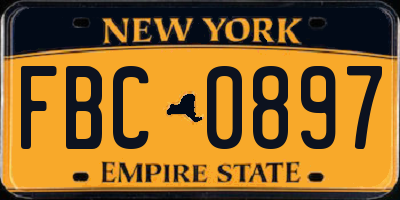 NY license plate FBC0897