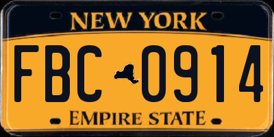 NY license plate FBC0914