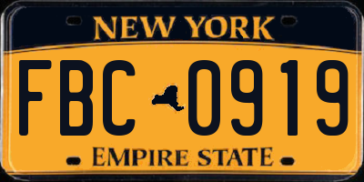 NY license plate FBC0919