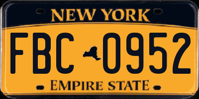 NY license plate FBC0952