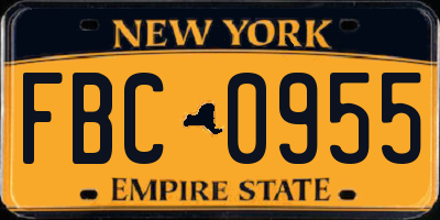 NY license plate FBC0955