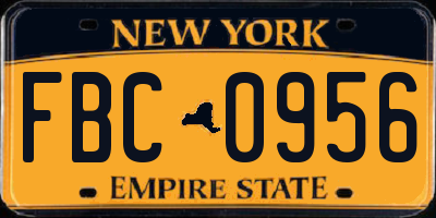NY license plate FBC0956