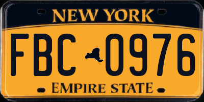 NY license plate FBC0976