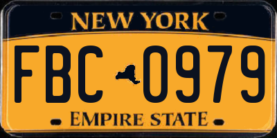 NY license plate FBC0979