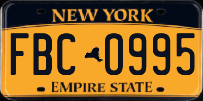 NY license plate FBC0995