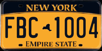 NY license plate FBC1004