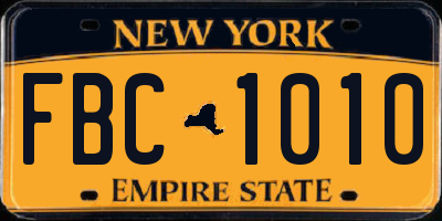 NY license plate FBC1010