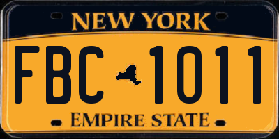 NY license plate FBC1011
