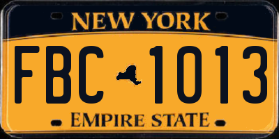 NY license plate FBC1013