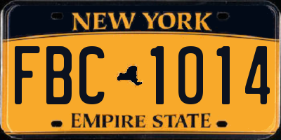 NY license plate FBC1014